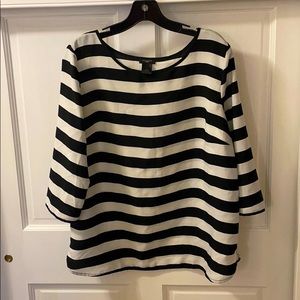 Ann Taylor black and white striped shirt
